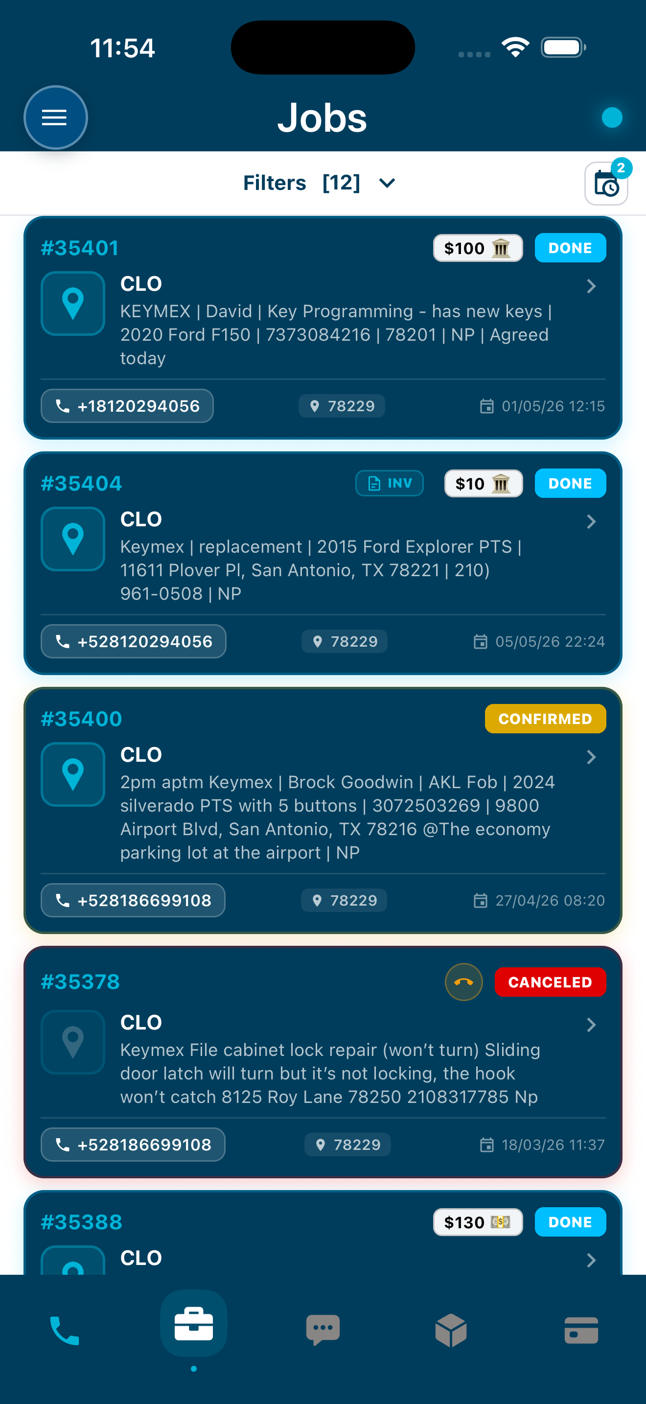 Assigned jobs